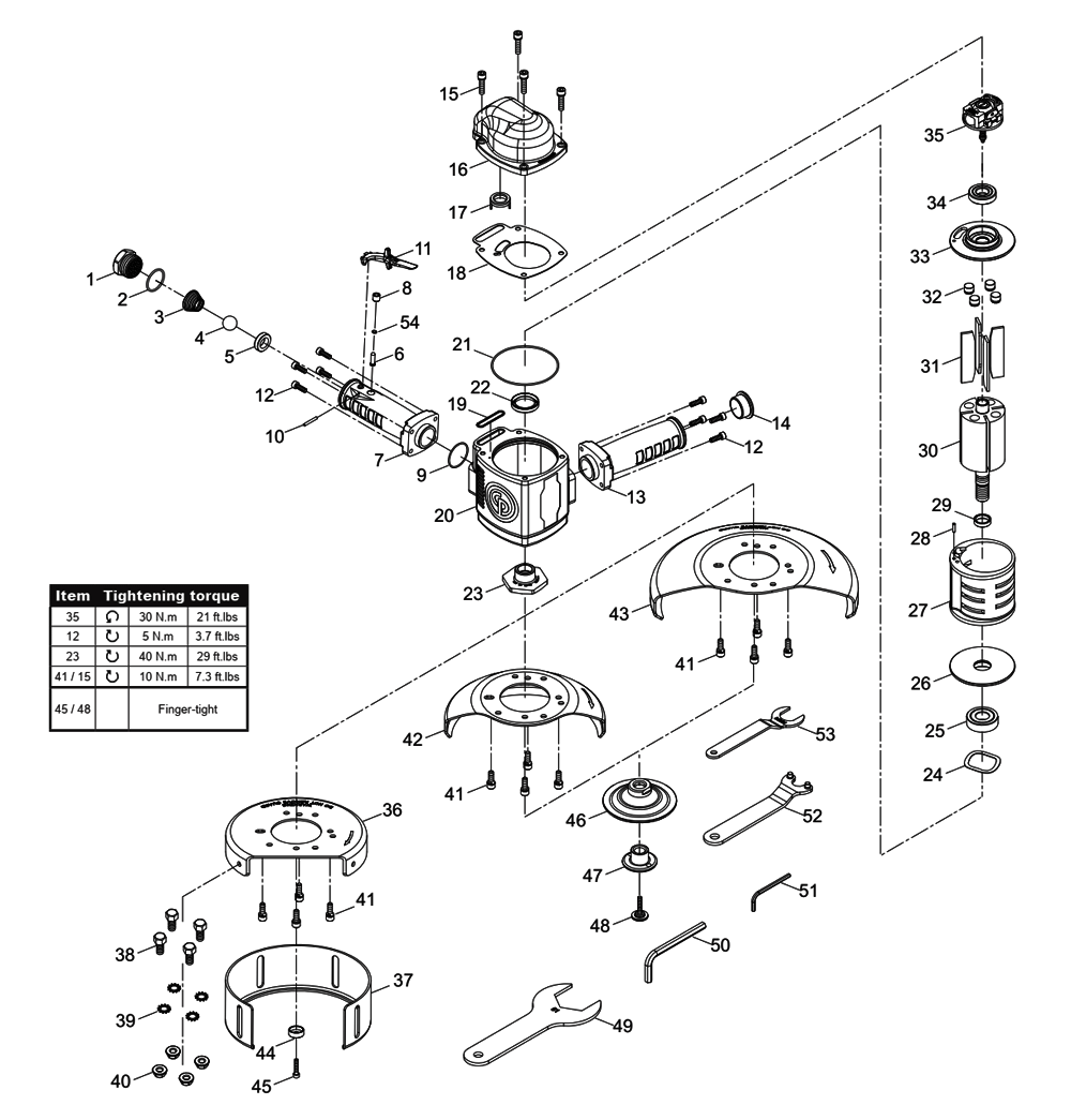 Fig-0 Diagram and Parts List for CP3340-SALAVET  Chicago Pneumatic Grinder